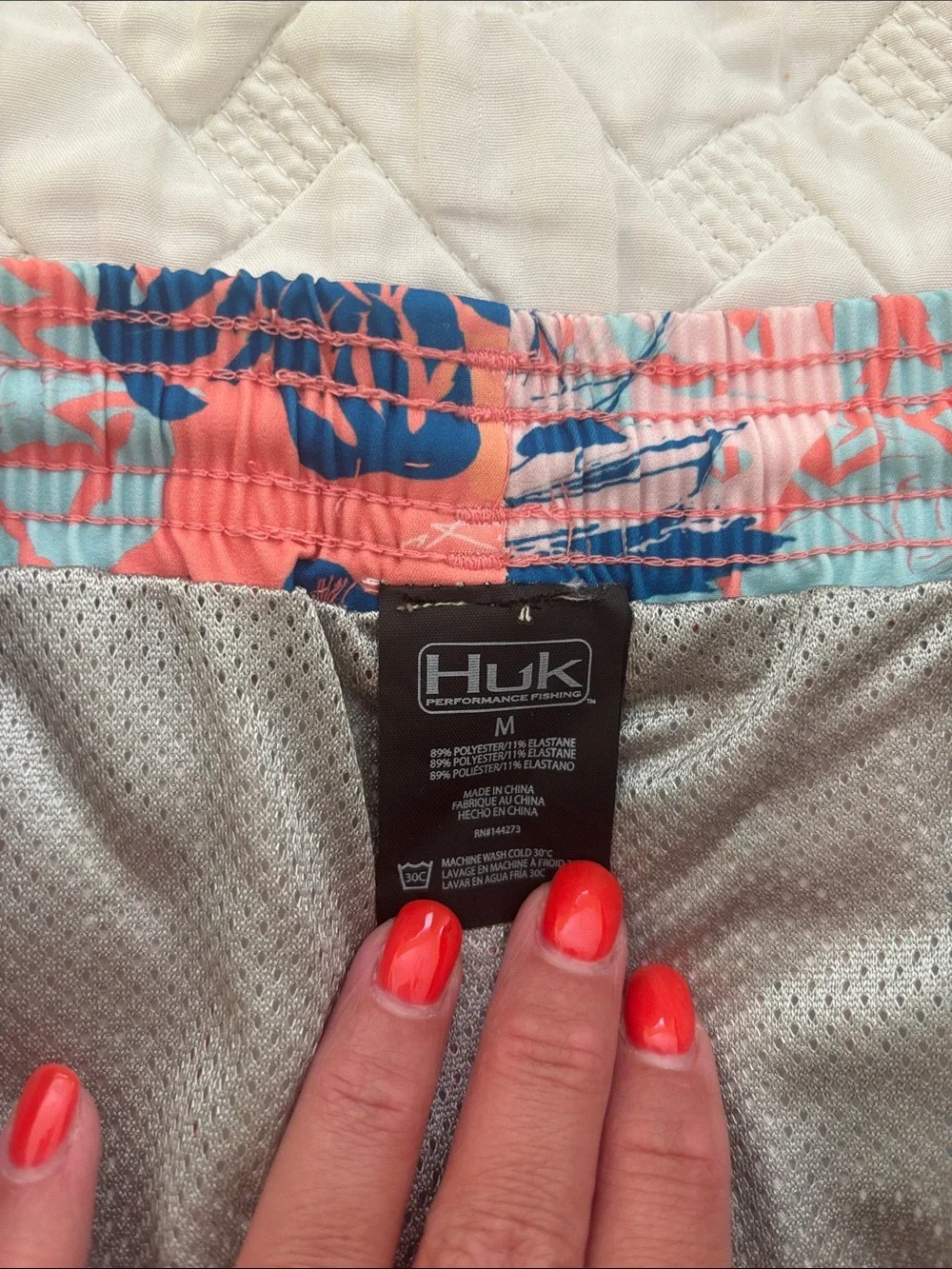 Huk Coral Tropical Print Swim Trunks